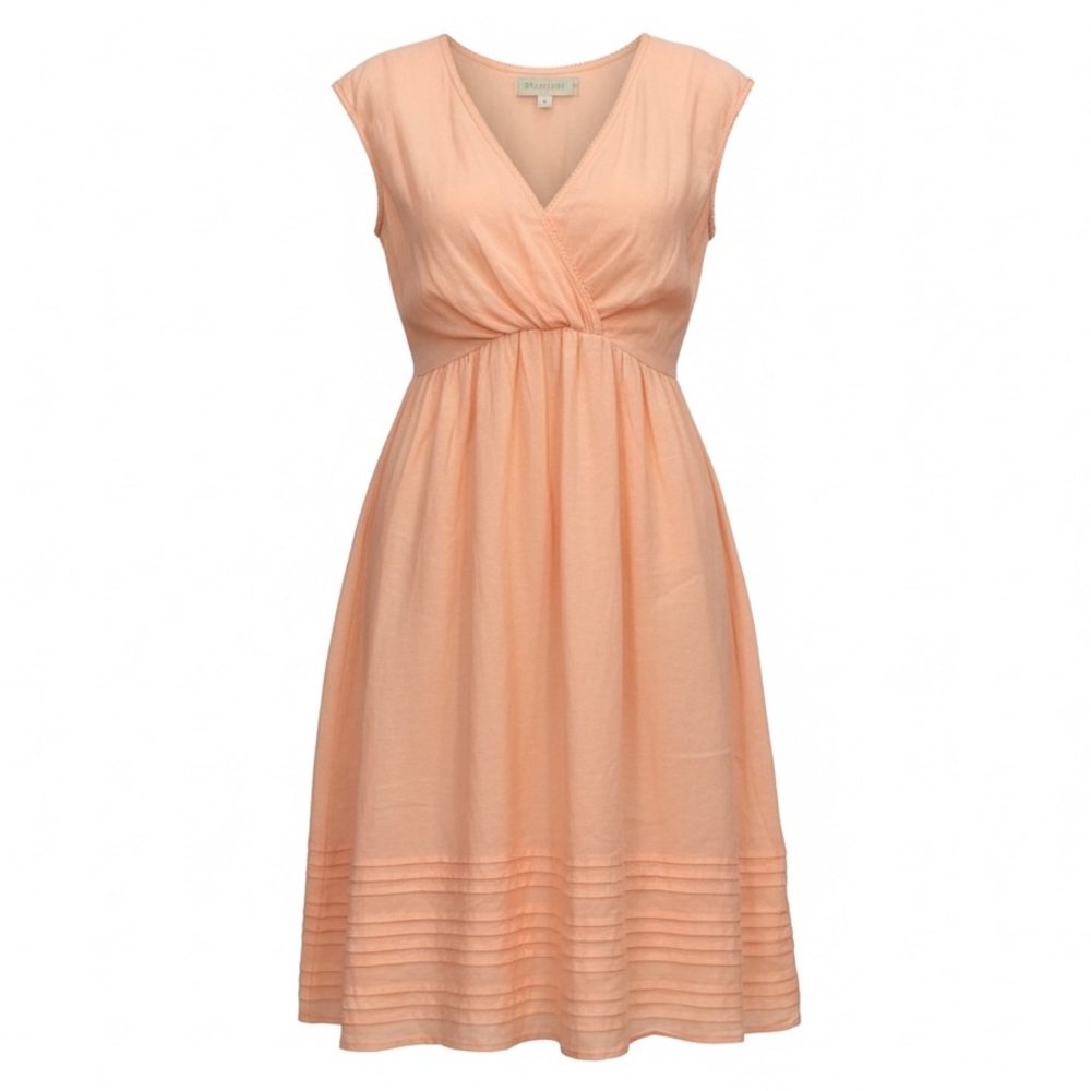 Downeast Pale pink cotton linen blend Dress Ribbon detail at hem Natural Fibers